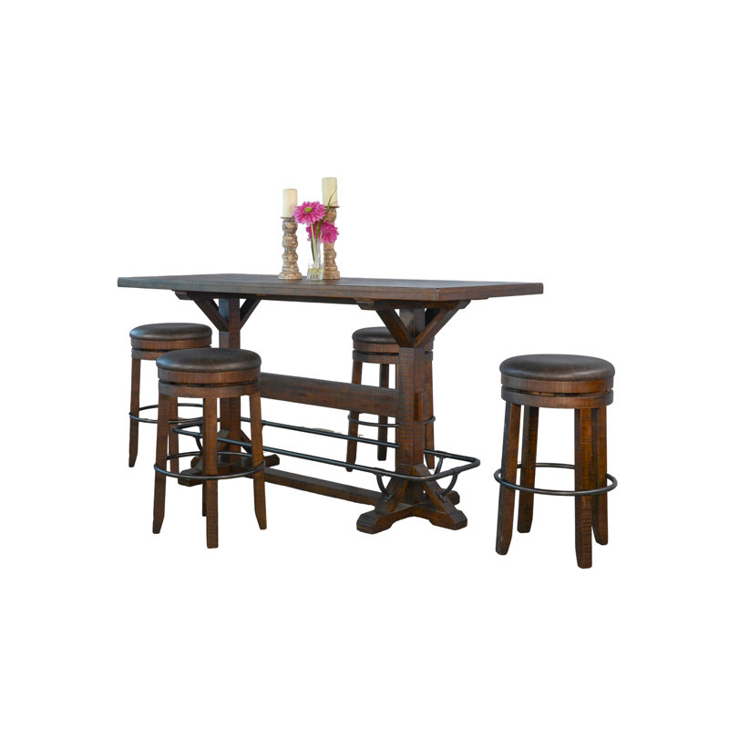 78" Homestead Rectangular Pub Table Set, 5 Pieces: Table, 4 Chairs