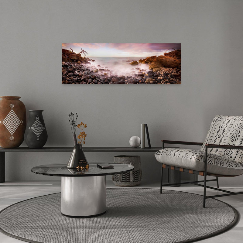 «Misty Coastal Seascape Dramatic Ethereal Peaceful Coastal», art mural, H 12 po x l 36 po