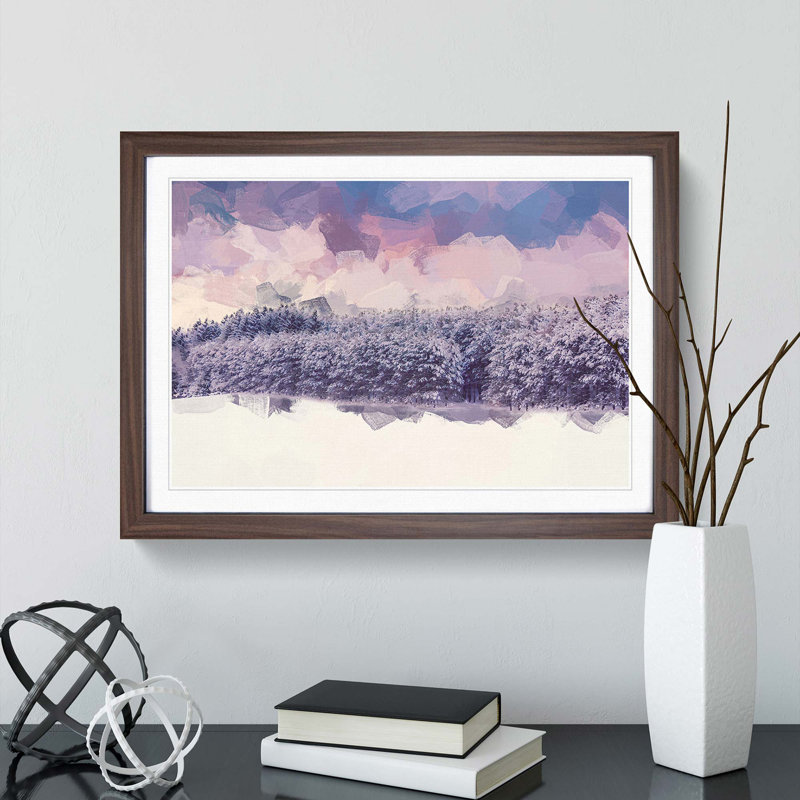 Purple Sky at Winter in Abstract - Picture Frame Graphic Art Print, Walnut, 35cm H x 50cm W x 2cm D