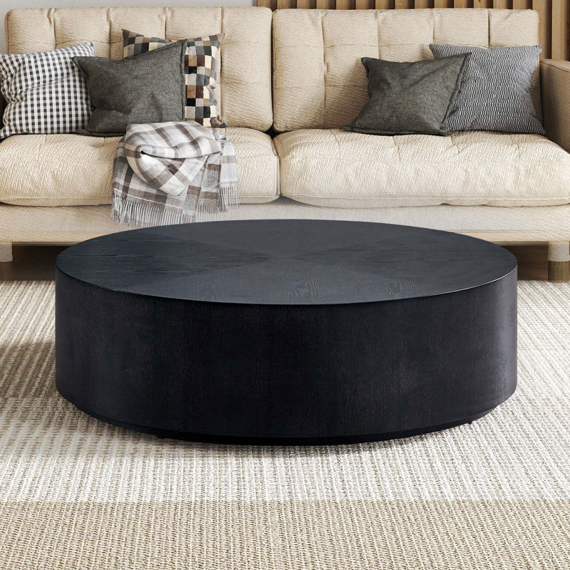 Table basse cylindrique moderne 35,43 ", Noir, noir, noir, noir