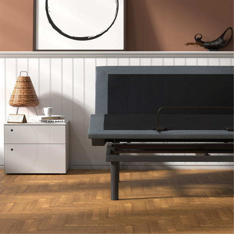 Black And Grey Adjustable Bed Base With Head And Foot Position Adjustments, Full