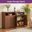 Buffet 4 arches cannelées à 4 portes avec tablettes ouvertes et charnières à fermeture en douceur et ensemble anti-basculement pour le salon et la salle à manger-1092748632-1101066079