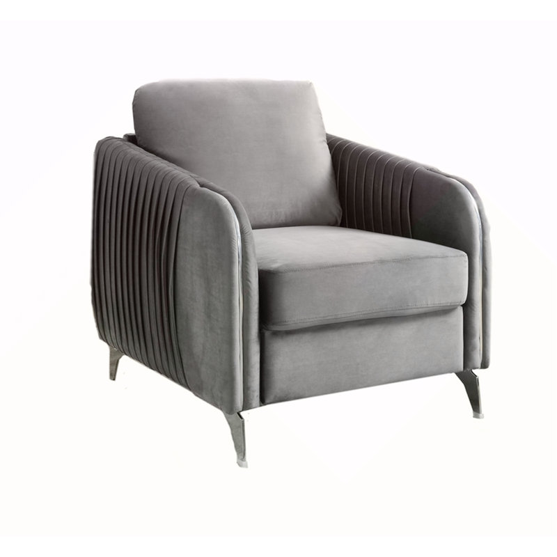 Fauteuil d'appoint moderne chic en velours gris Hadriano