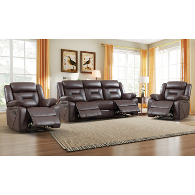 Chelliah 3 - Piece Modern Soft Vegan Leather Manual Reclining Living Room Set