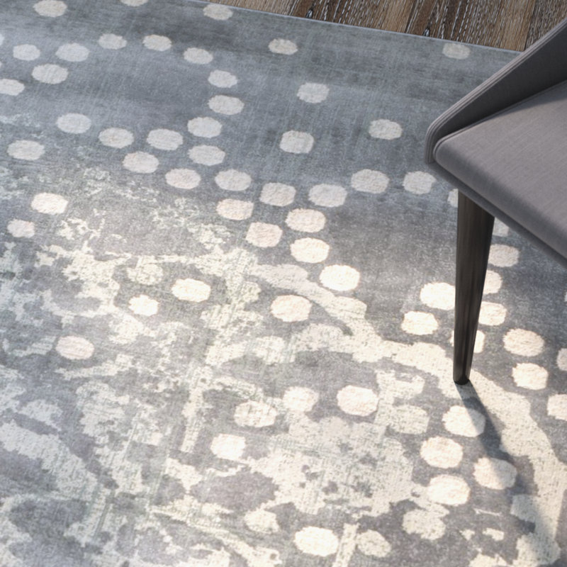 Tapis gris abstrait 0,25, Rectangle 5 pi 3 po x 7 pi 6 po