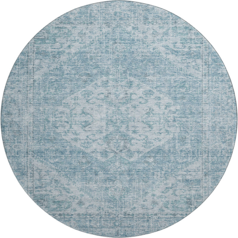 Premium Machine Washable Wayne AMF1104 Global Rug, Round 8'