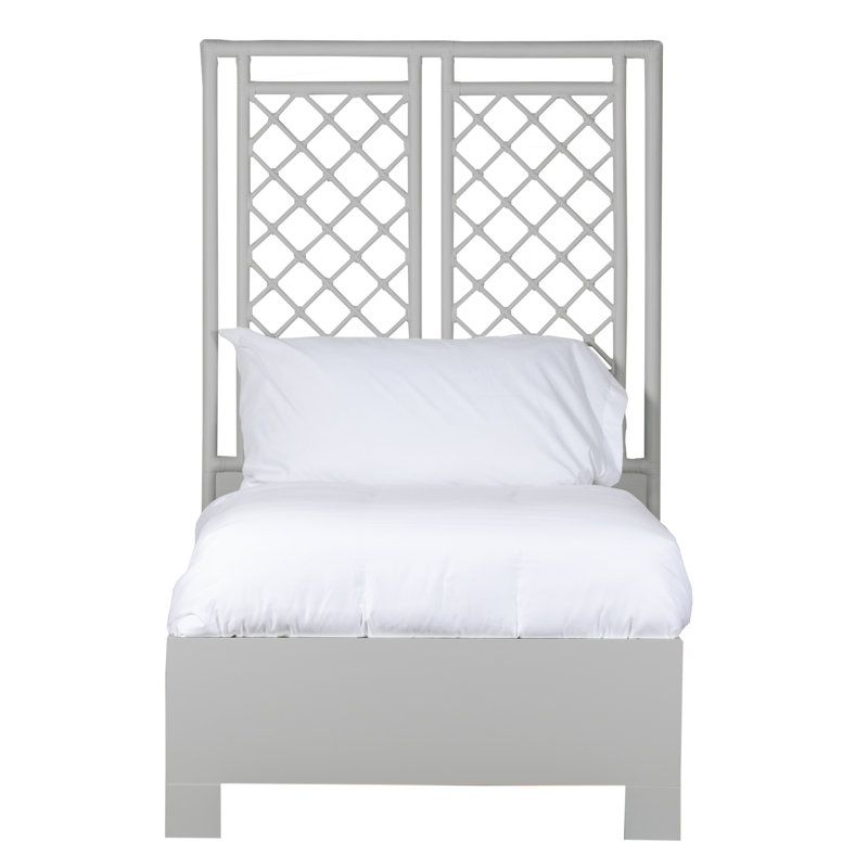 X & Diamond Low Profile Platform Bed, Twin, Light Gray