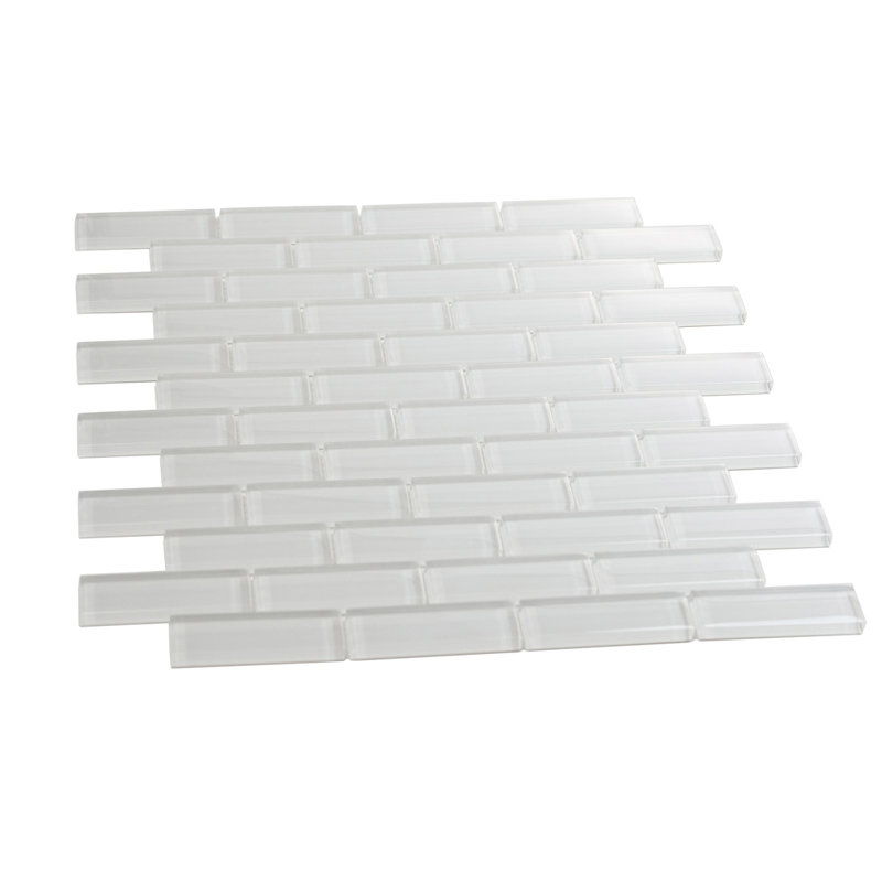 11.9"X 11.9" Polished Glass Brick Tile, Ice White