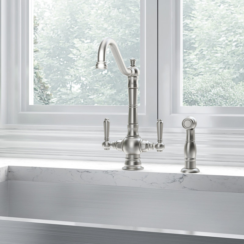 Central Brass Americana Kitchen Faucet with Side Spray, Brushed Nickel