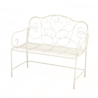Outdoor Garden Bench with Exquisite Decorative Patterns and Durable Iron Construction for Long-Lasting Use