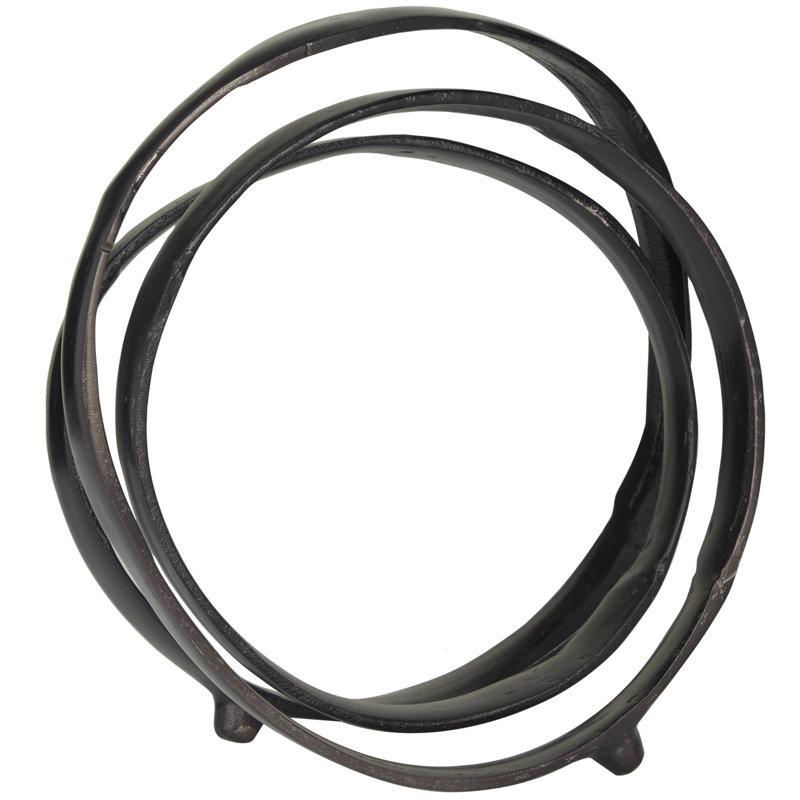Areeg Black Aluminum Metal Abstract Looped Decorative Sculpture, Black