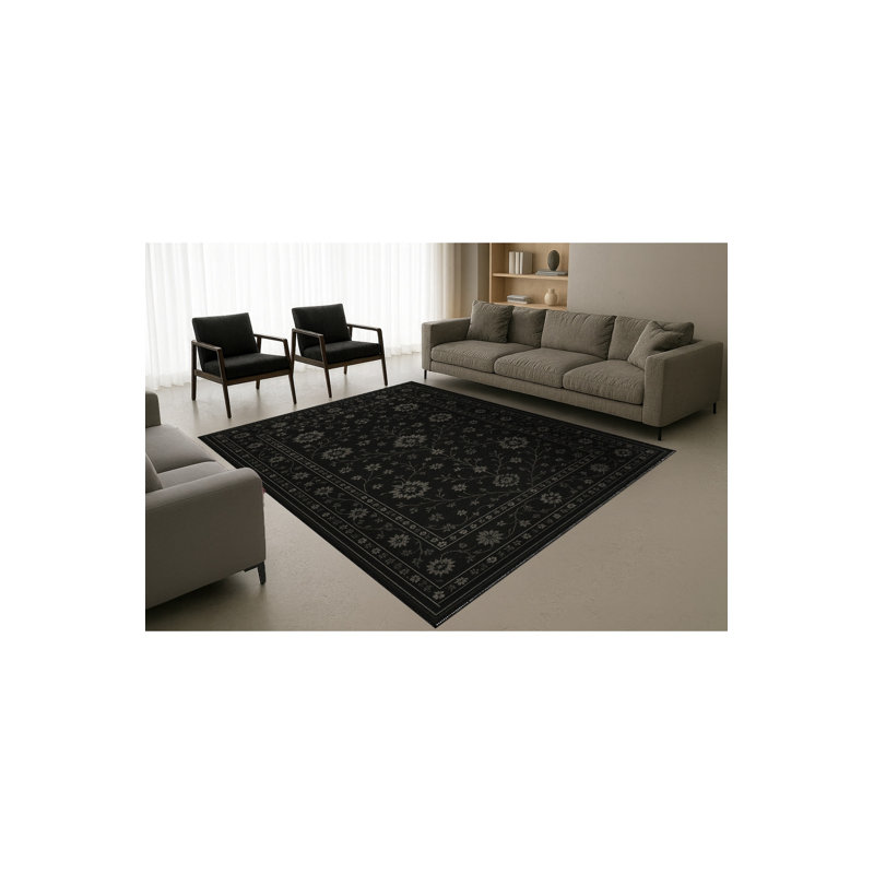 Tapis noir Mosso, 3'11" x 5'11"