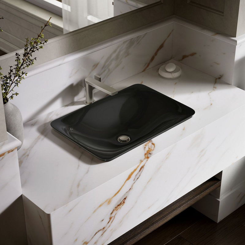 Carillon® Ceramic Rectangular Drop-in Bathroom Sink, Thunder Gray