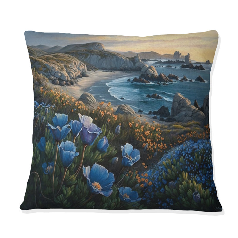 Fleurs par la côte II - Coussin décoratif imprimé plage côtière