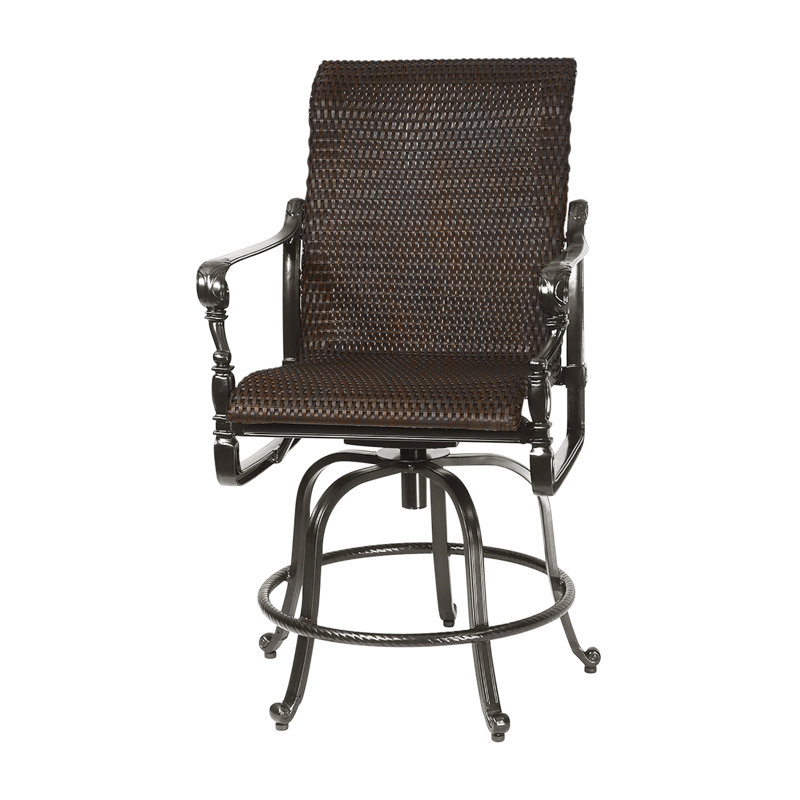 Grand Terrace Woven Swivel Rocking Balcony Stool, Chestnut, Vintage
