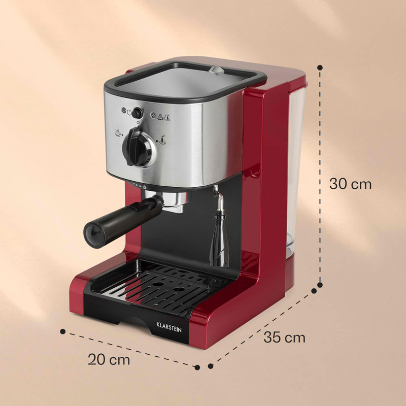 Klarstein Passionata Espresso Machine with Frother, Red