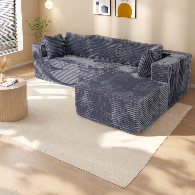 Compression Sectionals 100 Inch Corduroy Modular Modern Sofa For Home