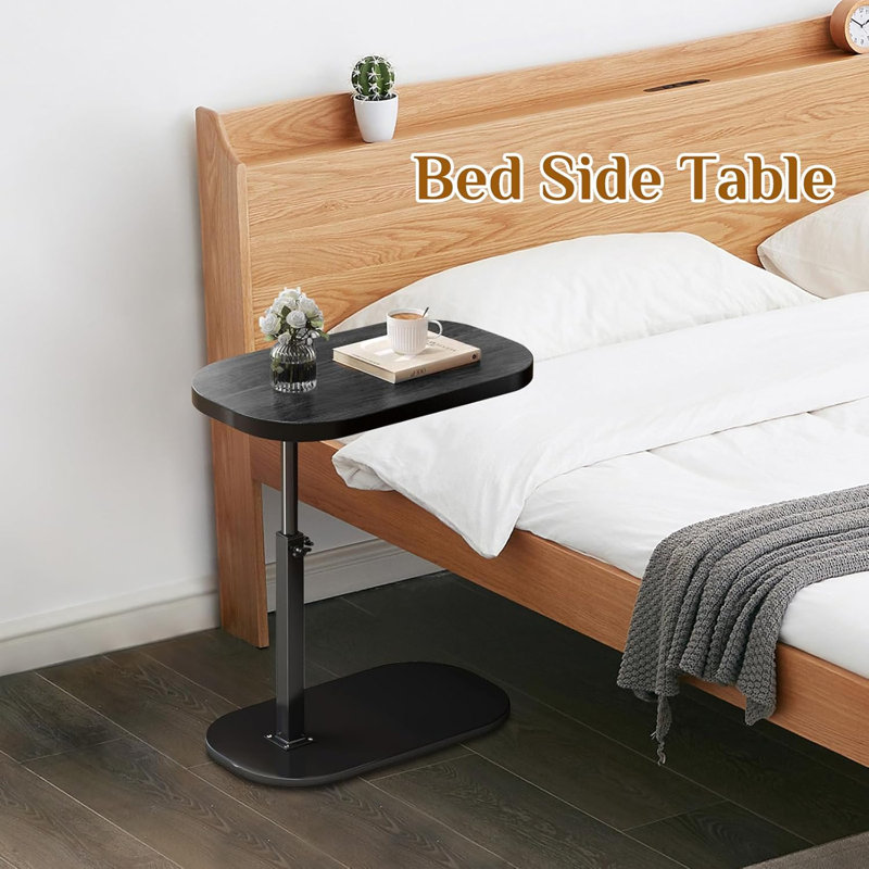 C Shaped Side Table,Adjustable Height C Table End Table For Couch,360°Swivel Couch Side Tables Slide Laptop Desk For Sofa/Bed/Bathtub/Rotating Tabletop