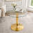 Modern 35'' Round Glass Top Dining Table With Gold Pedestal Base for 2 to 4 People-1194189246