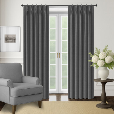 Fire Guard Dark Gray Pinch Pleat Drapery Panel Pair (40" W x 108" L)