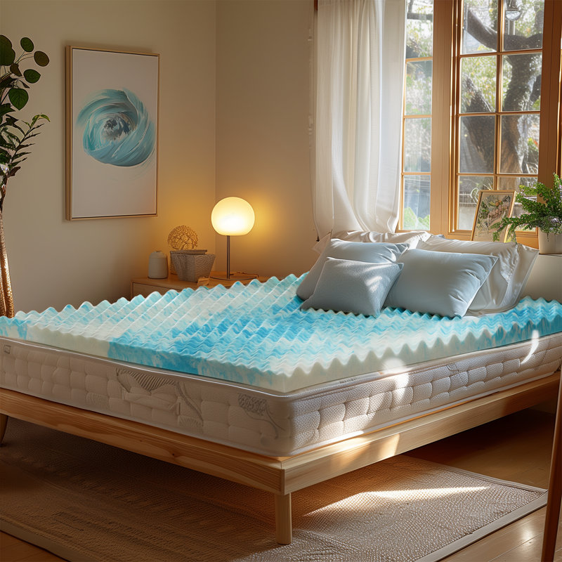 Wolken 3'' Egg Crate Gel Memory Foam Mattress Topper, Mattress Topper with Infused Cooling Gel, Queen