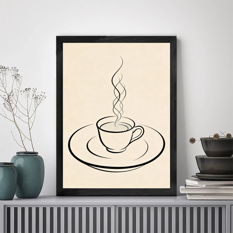 Black Framed Vintage Coffee Wall Art Modern minimalism Style Framed Prints, 37" H x 25" W
