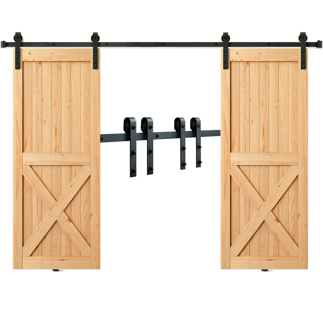 Black Steel Double Door Barn Door Hardware Kit Standard Double VEVOR