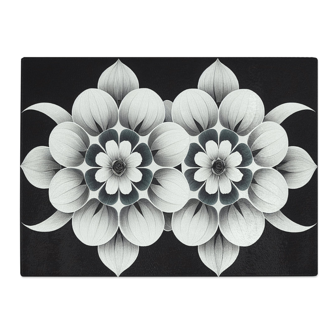 Soulful Modern Flowers Abstract  Glass Chopping Board