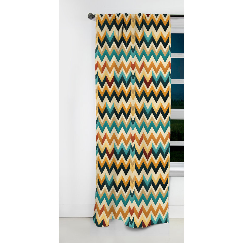 Ivoire Boho Accents Chevron - Rideau à chevrons - Rideau à chevrons occultant en velours - 1 panneaux, L 52 po x L 108 po