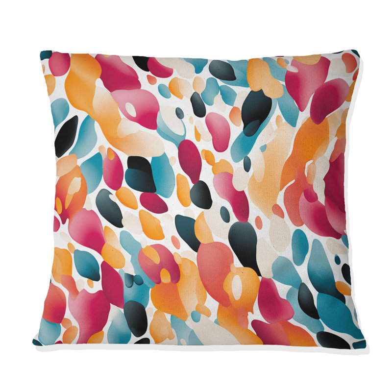 Rose et bleu vibrant abstrait sauvage - coussin décoratif imprimé abstrait, H 18 po x l 18 po