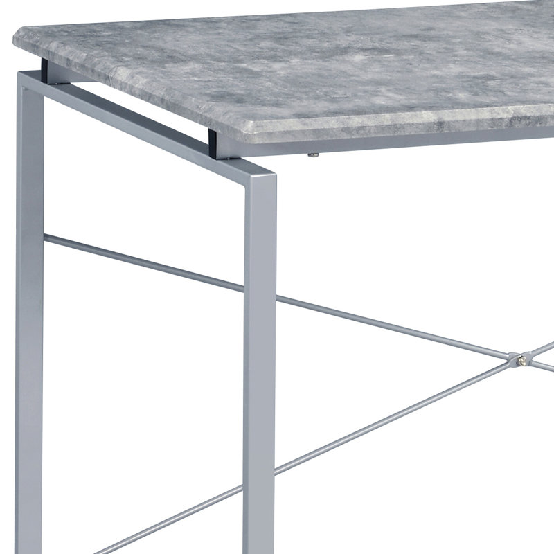 Bureau d'écriture gris et argent avec base en métal, Gris