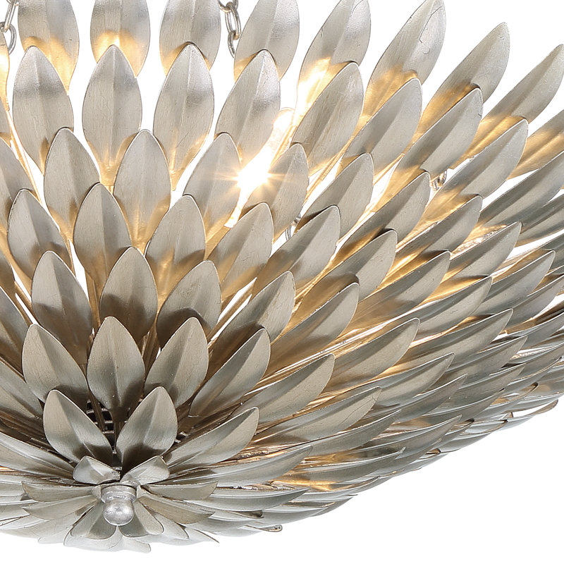 Plafonnier semi-encastré Margo, Argent argent, H 6 pi x l 24,5 po x P 24,5 po, Six lumières