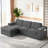 105" Reversible L-Shape Sectional Sofa with Ottoman & Pillows, Modern Soft Corduroy Upholstered Boneless Couch, Spacious Sofa for Living Room & Apartment-1975166987