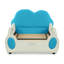Lit simple mignon en forme de nuage pour enfants en cuir de polyuréthane avec barrières de sécurité, lit pour tout-petits sécuritaire avec pochette de rangement bleue et beige