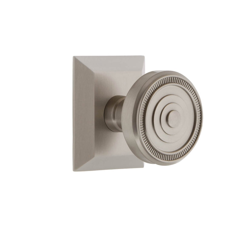 Rosette Grandeur Fifth Avenue Square avec poignée Soleil, Nickel satiné