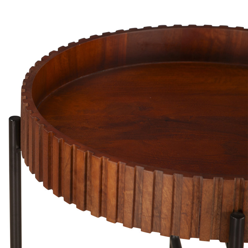 Halden Nesting Tray Tables In Matte Black, Brown
