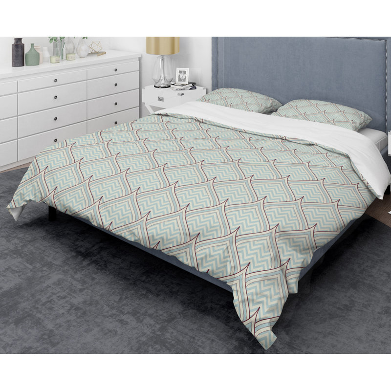 Modern & Contemporary Polyester Twill Geometric Shapes Duvet Cover, King Duvet Cover + 2 Shams