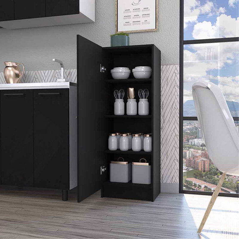 Miami Single Door Pantry, Four Shelves
