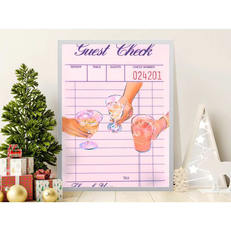 Guest Check Wall Art, Cocktail Art Print, Bar Decor, Drinks Illustration, Kitchen Art, Party Artwork, Framed Art Available