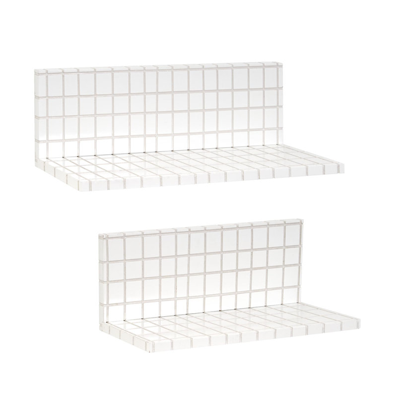 2 tablettes flottantes élégantes pour mur et rangement, Blanc