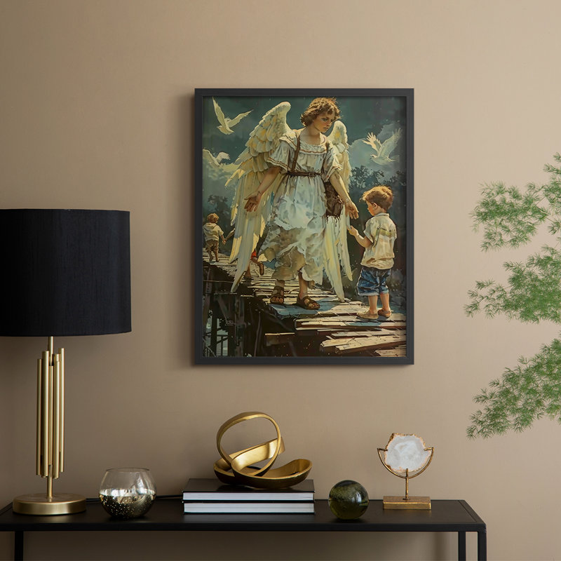 Religious Series CDXLII, reproduction encadrée - bois massif, H 11 po x l 9 po, Noir, noir, noir, noir