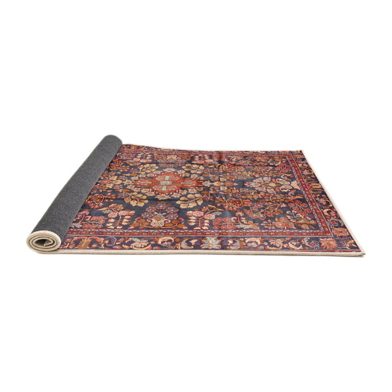 Tapis traditionnel mehroon/noir/crème, Rond 3 pi