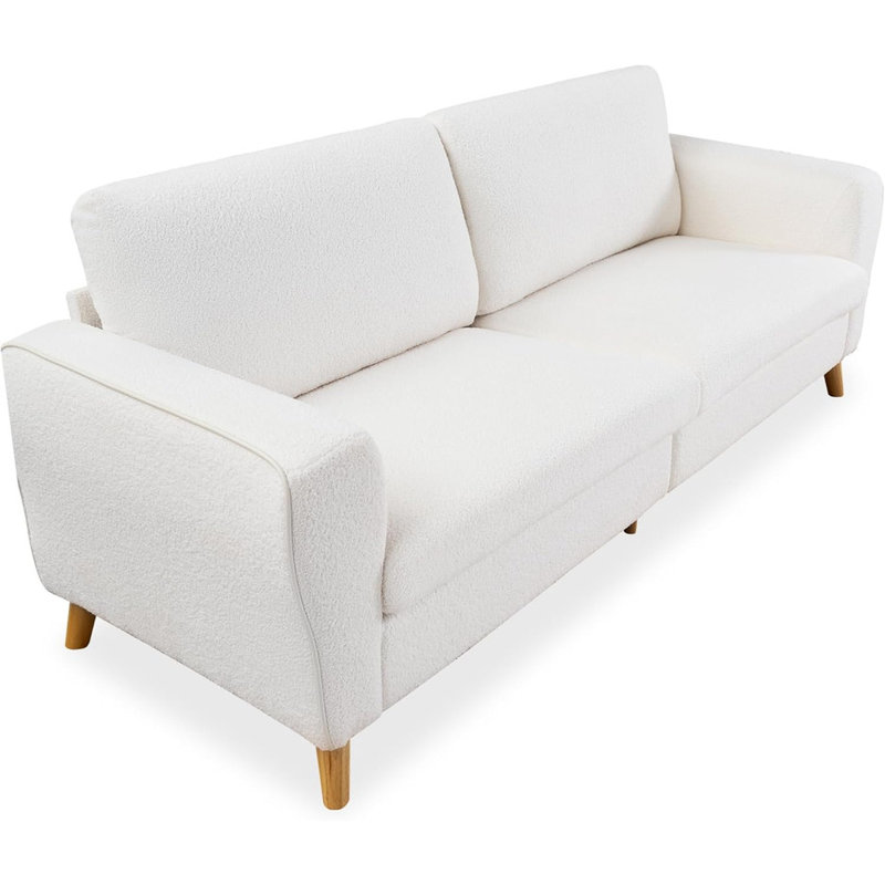 Canapé 84 po, 3 places avec pieds en bois, capacité de 1000 lb pour le salon, Beige