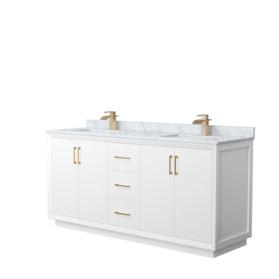 72'' Double Bathroom Vanity with Genuine Marble Top