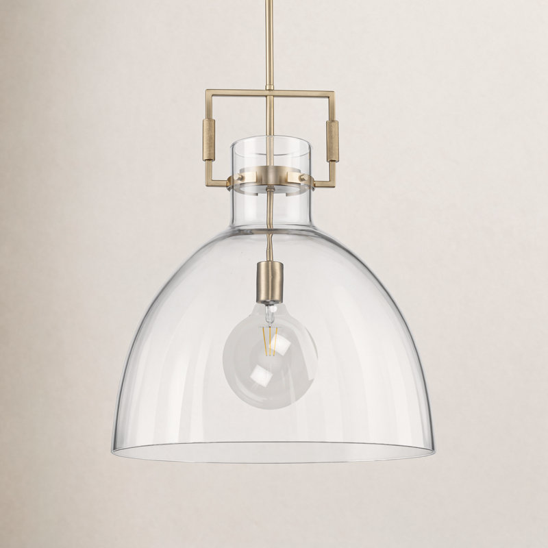 Miami 1-Light Dimmable Dome Pendant, Antique Gold