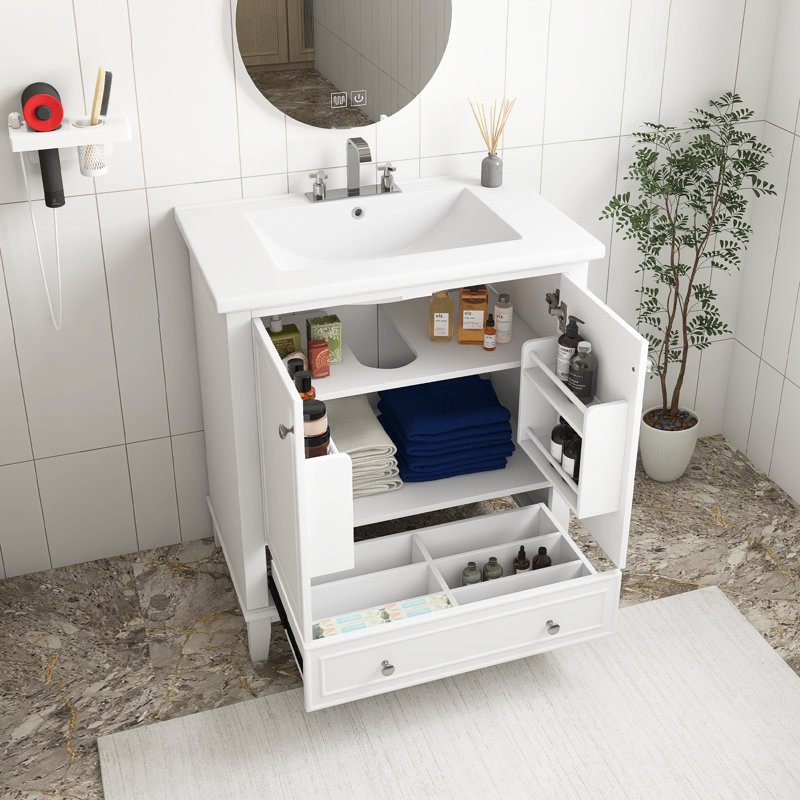 Meuble-lavabo simple 30 po avec comptoir, Blanc