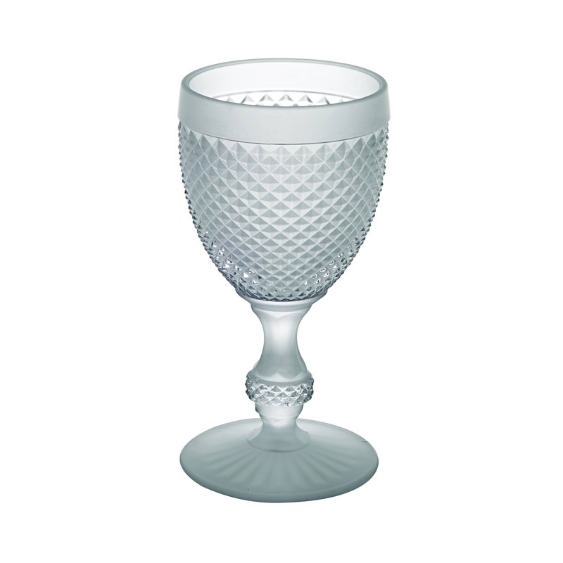 Frosted White Crystal Cut 9.5oz Goblet Glass Set of 4