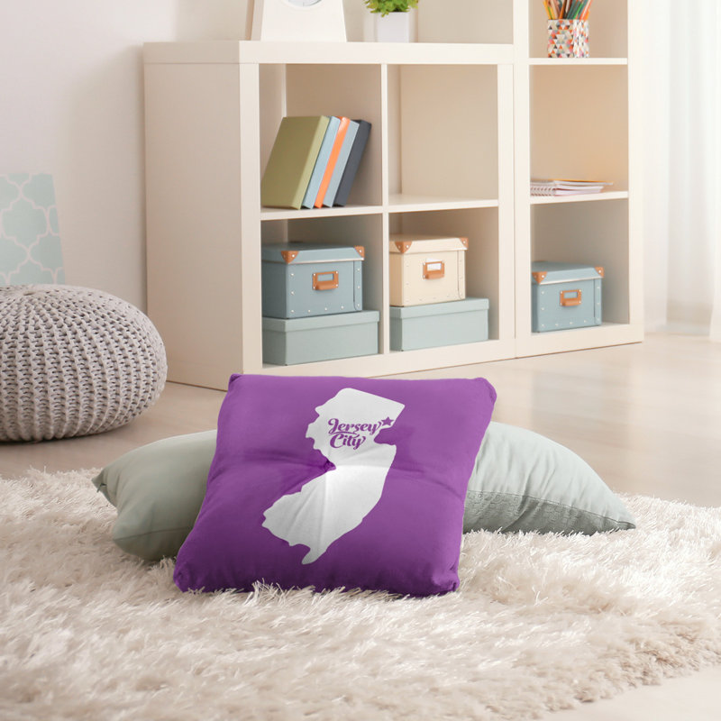 Coussin de plancher touffeté, 30 po x 30 po, Violet, Jersey City