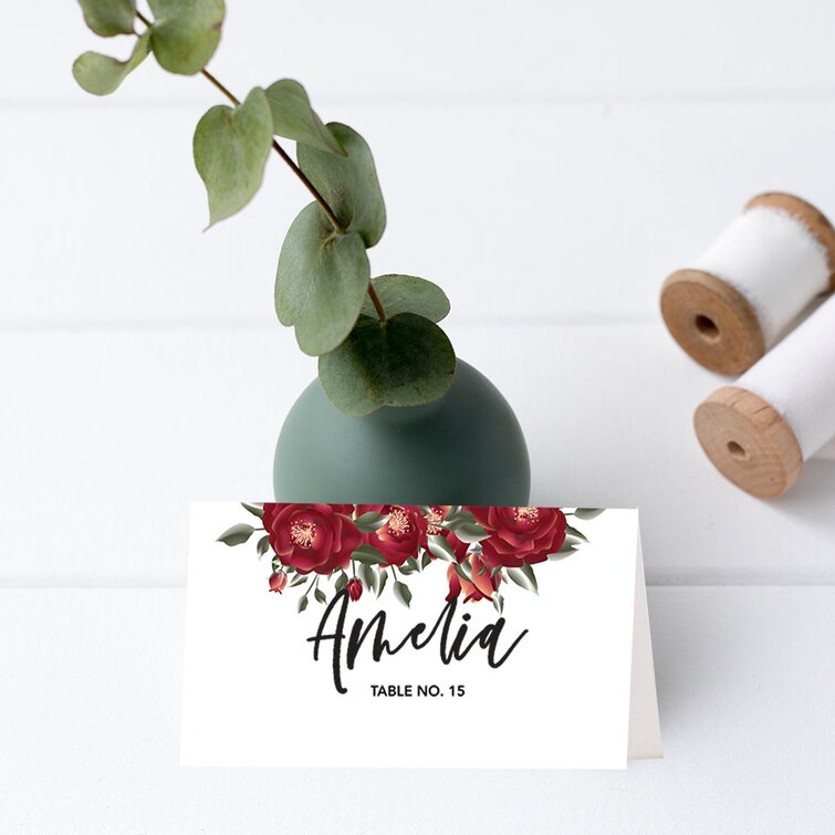 Personalized Maroon Floral Tissue Pack Favors Many Options