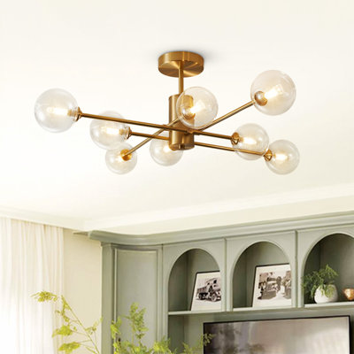 Adwin 8-Light 83cm Industria Sputnik Semi Flush Mount Ceiling Light
